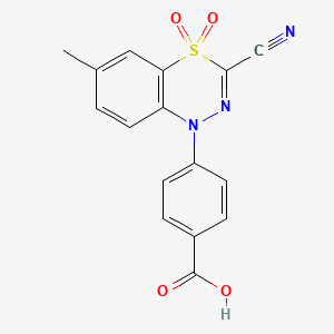 molecular formula C16H11N3O4S B3032424 4-(3-cyano-6-methyl-4,4-dioxido-1H-4,1,2-benzothiadiazin-1-yl)benzoic acid CAS No. 1710661-66-7