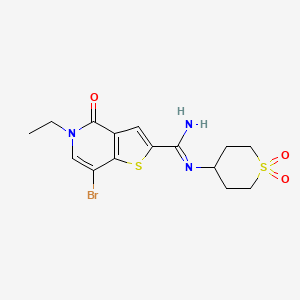 molecular formula C15H18BrN3O3S2 B3032425 7-bromo-N-(1,1-dioxidotetrahydro-2H-thiopyran-4-yl)-5-ethyl-4-oxo-4,5-dihydrothieno[3,2-c]pyridine-2-carboximidamide CAS No. 1714146-64-1