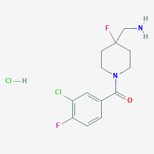 1-[1-(3-Chloro-4-fluorobenzoyl)-4-fluoropiperidin-4-yl]methanamine hydrochloride
