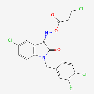 molecular formula C18H12Cl4N2O3 B3032639 [[5-氯-1-[(3,4-二氯苯基)甲基]-2-氧代吲哚-3-亚基]氨基] 3-氯丙酸酯 CAS No. 320420-75-5