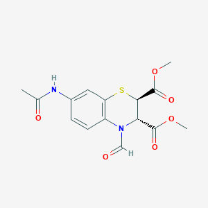 dimethyl 7-(acetylamino)-4-formyl-3,4-dihydro-2H-1,4-benzothiazine-2,3-dicarboxylate