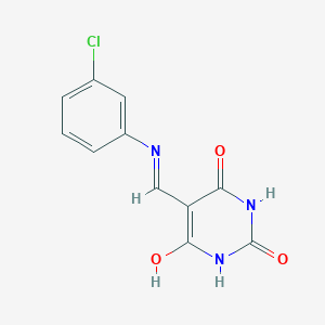 molecular formula C11H8ClN3O3 B3032716 5-[(3-Chlorophenyl)iminomethyl]-6-hydroxy-1H-pyrimidine-2,4-dione CAS No. 392694-09-6