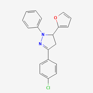molecular formula C19H15ClN2O B3032725 3-(4-chlorophenyl)-5-(furan-2-yl)-1-phenyl-4,5-dihydro-1H-pyrazole CAS No. 4035-38-5