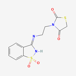 molecular formula C12H11N3O4S2 B3032778 3-{2-[(1,1-Dioxido-1,2-benzothiazol-3-yl)amino]ethyl}-1,3-thiazolidine-2,4-dione CAS No. 510737-48-1