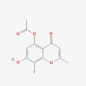 molecular formula C12H9IO5 B303283 7-hydroxy-8-iodo-2-methyl-4-oxo-4H-chromen-5-yl acetate 