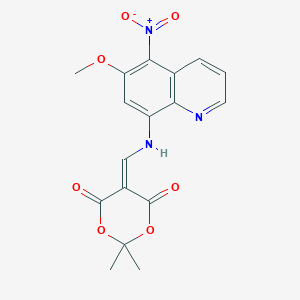 molecular formula C17H15N3O7 B303288 5-[({5-Nitro-6-methoxy-8-quinolinyl}amino)methylene]-2,2-dimethyl-1,3-dioxane-4,6-dione 