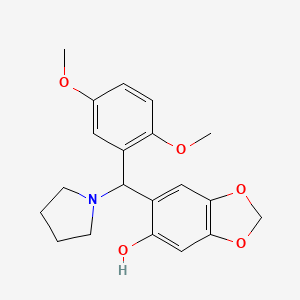 molecular formula C20H23NO5 B3032993 6-[(2,5-Dimethoxyphenyl)(1-pyrrolidinyl)methyl]-1,3-benzodioxol-5-ol CAS No. 685107-83-9