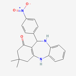 molecular formula C21H21N3O3 B3033100 9,9-dimethyl-6-(4-nitrophenyl)-6,8,10,11-tetrahydro-5H-benzo[b][1,4]benzodiazepin-7-one CAS No. 82408-04-6