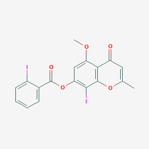 molecular formula C18H12I2O5 B303311 8-iodo-5-methoxy-2-methyl-4-oxo-4H-chromen-7-yl 2-iodobenzoate 