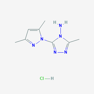 molecular formula C8H12N6 B3033132 3-(3,5-Dimethyl-1H-pyrazol-1-yl)-5-methyl-4H-1,2,4-triazol-4-amine hydrochloride CAS No. 880-92-2