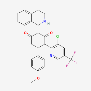 4-[3-Chloro-5-(trifluoromethyl)pyridin-2-yl]-5-(4-methoxyphenyl)-2-(1,2,3,4-tetrahydroisoquinolin-1-yl)cyclohexane-1,3-dione