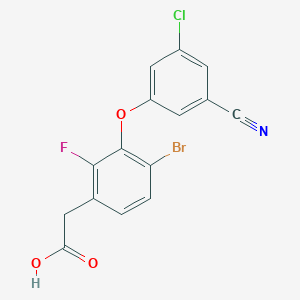 molecular formula C15H8BrClFNO3 B3033244 2-(4-Bromo-3-(3-chloro-5-cyanophenoxy)-2-fluorophenyl)acetic acid CAS No. 1007572-07-7