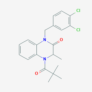 molecular formula C21H22Cl2N2O2 B3033252 1-(3,4-dichlorobenzyl)-4-(2,2-dimethylpropanoyl)-3-methyl-3,4-dihydro-2(1H)-quinoxalinone CAS No. 1009248-84-3