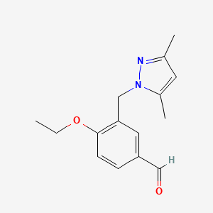 molecular formula C15H18N2O2 B3033254 3-[(3,5-dimethyl-1H-pyrazol-1-yl)methyl]-4-ethoxybenzaldehyde CAS No. 1011349-26-0