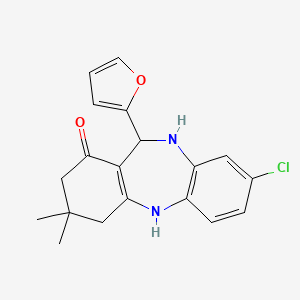 molecular formula C19H19ClN2O2 B3033424 3-chloro-6-(furan-2-yl)-9,9-dimethyl-6,8,10,11-tetrahydro-5H-benzo[b][1,4]benzodiazepin-7-one CAS No. 1020252-51-0