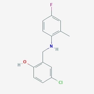 molecular formula C14H13ClFNO B3033430 4-Chloro-2-{[(4-fluoro-2-methylphenyl)amino]methyl}phenol CAS No. 1021049-21-7