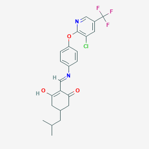 molecular formula C23H22ClF3N2O3 B3033446 2-(((4-(3-Chloro-5-(trifluoromethyl)(2-pyridyloxy))phenyl)amino)methylene)-5-(2-methylpropyl)cyclohexane-1,3-dione CAS No. 1022442-76-7