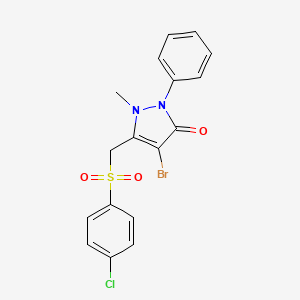 molecular formula C17H14BrClN2O3S B3033451 4-Bromo-3-(((4-chlorophenyl)sulfonyl)methyl)-2-methyl-1-phenyl-3-pyrazolin-5-one CAS No. 1023539-13-0