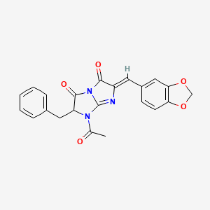 (6Z)-1-acetyl-6-(1,3-benzodioxol-5-ylmethylidene)-2-benzyl-2H-imidazo[1,2-a]imidazole-3,5-dione