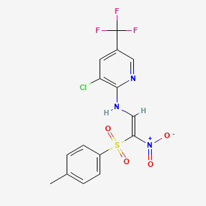 3-chloro-N-[(Z)-2-(4-methylbenzenesulfonyl)-2-nitroethenyl]-5-(trifluoromethyl)pyridin-2-amine