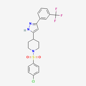 molecular formula C21H19ClF3N3O2S B3033471 1-(4-chlorophenyl)sulfonyl-4-[3-[3-(trifluoromethyl)phenyl]-1H-pyrazol-5-yl]piperidine CAS No. 1025724-67-7