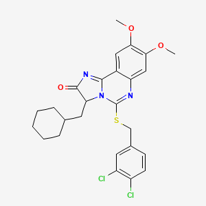 3-(cyclohexylmethyl)-5-[(3,4-dichlorophenyl)methylsulfanyl]-8,9-dimethoxy-3H-imidazo[1,2-c]quinazolin-2-one