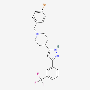 molecular formula C22H21BrF3N3 B3033493 1-[(4-bromophenyl)methyl]-4-[3-[3-(trifluoromethyl)phenyl]-1H-pyrazol-5-yl]piperidine CAS No. 1031206-96-8