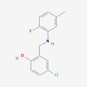 molecular formula C14H13ClFNO B3033511 4-Chloro-2-{[(2-fluoro-5-methylphenyl)amino]methyl}phenol CAS No. 1037145-75-7