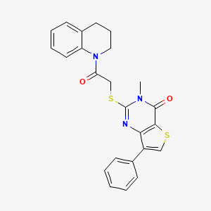 molecular formula C24H21N3O2S2 B3033520 2-{[2-(3,4-dihydroquinolin-1(2H)-yl)-2-oxoethyl]thio}-3-methyl-7-phenylthieno[3,2-d]pyrimidin-4(3H)-one CAS No. 1040632-71-0
