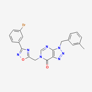 molecular formula C21H16BrN7O2 B3033524 6-{[3-(3-bromophenyl)-1,2,4-oxadiazol-5-yl]methyl}-3-(3-methylbenzyl)-3,6-dihydro-7H-[1,2,3]triazolo[4,5-d]pyrimidin-7-one CAS No. 1040640-41-2