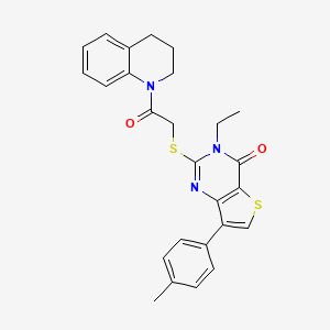 molecular formula C26H25N3O2S2 B3033527 2-{[2-(3,4-dihydroquinolin-1(2H)-yl)-2-oxoethyl]thio}-3-ethyl-7-(4-methylphenyl)thieno[3,2-d]pyrimidin-4(3H)-one CAS No. 1040650-54-1