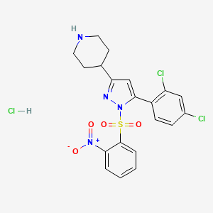 molecular formula C20H19Cl3N4O4S B3033555 4-[5-(2,4-dichlorophenyl)-1-(2-nitrobenzenesulfonyl)-1H-pyrazol-3-yl]piperidine hydrochloride CAS No. 1052553-33-9