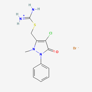 molecular formula C12H14BrClN4OS B3033591 amino{[(4-chloro-2-methyl-5-oxo-1-phenyl-2,5-dihydro-1H-pyrazol-3-yl)methyl]sulfanyl}methaniminium bromide CAS No. 1078634-31-7