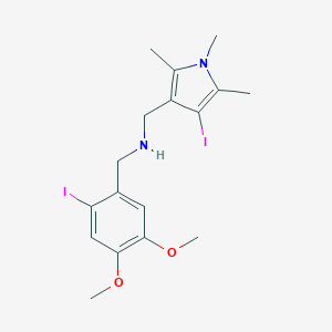 molecular formula C17H22I2N2O2 B303360 N-(2-iodo-4,5-dimethoxybenzyl)-N-[(4-iodo-1,2,5-trimethyl-1H-pyrrol-3-yl)methyl]amine 