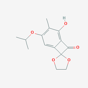 molecular formula C14H16O5 B303363 1-Hydroxy-3-isopropoxy-2-methyl-spiro(benzo[b]cylobutane-5,2'-[1,3]dioxolane)-6-one 
