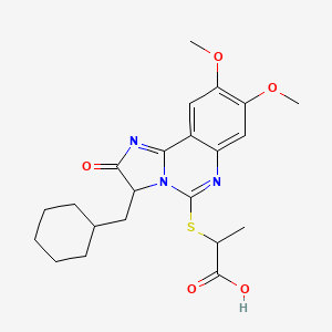 2-[[3-(cyclohexylmethyl)-8,9-dimethoxy-2-oxo-3H-imidazo[1,2-c]quinazolin-5-yl]sulfanyl]propanoic acid