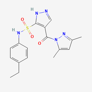 molecular formula C17H19N5O3S B3033651 4-(3,5-dimethyl-1H-pyrazole-1-carbonyl)-N-(4-ethylphenyl)-1H-pyrazole-5-sulfonamide CAS No. 1106778-22-6