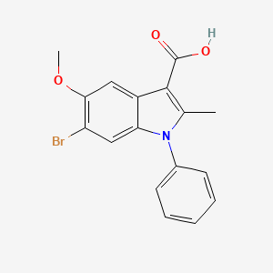 molecular formula C17H14BrNO3 B3033655 6-Bromo-5-methoxy-2-methyl-1-phenyl-1H-indole-3-carboxylic acid CAS No. 111083-29-5