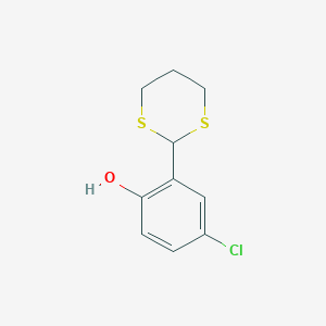 molecular formula C10H11ClOS2 B303370 4-Chloro-2-(1,3-dithian-2-yl)phenol 
