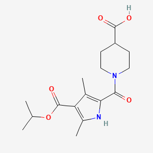 molecular formula C17H24N2O5 B3033711 1-{[4-(isopropoxycarbonyl)-3,5-dimethyl-1H-pyrrol-2-yl]carbonyl}piperidine-4-carboxylic acid CAS No. 1142209-79-7