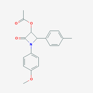 molecular formula C19H19NO4 B303373 1-(4-Methoxyphenyl)-2-(4-methylphenyl)-4-oxo-3-azetidinyl acetate 