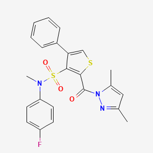 2-(3,5-dimethyl-1H-pyrazole-1-carbonyl)-N-(4-fluorophenyl)-N-methyl-4-phenylthiophene-3-sulfonamide