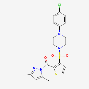 molecular formula C20H21ClN4O3S2 B3033758 (3-{[4-(4-chlorophenyl)piperazin-1-yl]sulfonyl}thiophen-2-yl)(3,5-dimethyl-1H-pyrazol-1-yl)methanone CAS No. 1171812-17-1