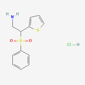 molecular formula C12H14ClNO2S2 B3033776 2-(Benzenesulfonyl)-2-(thiophen-2-yl)ethan-1-amine hydrochloride CAS No. 1177362-05-8
