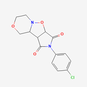 molecular formula C14H13ClN2O4 B3033828 2-(4-chlorophenyl)hexahydro-1H-pyrrolo[3',4':4,5]isoxazolo[3,2-c][1,4]oxazine-1,3(2H)-dione CAS No. 1212336-08-7