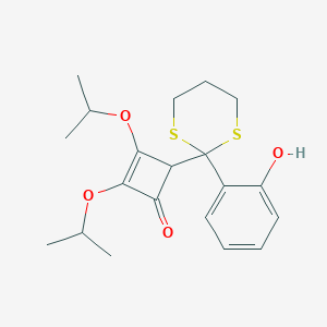 molecular formula C20H26O4S2 B303384 4-[2-(2-Hydroxyphenyl)-1,3-dithian-2-yl]-2,3-di(propan-2-yloxy)cyclobut-2-en-1-one 