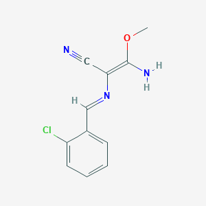 molecular formula C11H10ClN3O B3033914 3-Amino-2-{[(2-chlorophenyl)methylene]amino}-3-methoxyacrylonitrile CAS No. 126210-91-1