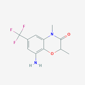 molecular formula C11H11F3N2O2 B3033937 8-amino-2,4-dimethyl-6-(trifluoromethyl)-3,4-dihydro-2H-1,4-benzoxazin-3-one CAS No. 1268002-29-4
