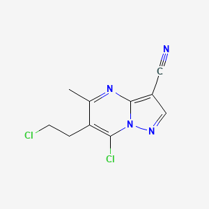 molecular formula C10H8Cl2N4 B3033983 7-Chloro-6-(2-chloroethyl)-5-methylpyrazolo[1,5-a]pyrimidine-3-carbonitrile CAS No. 129909-69-9