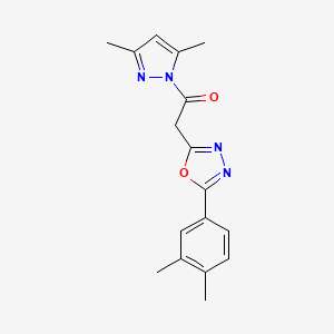 molecular formula C17H18N4O2 B3034012 2-[5-(3,4-dimethylphenyl)-1,3,4-oxadiazol-2-yl]-1-(3,5-dimethyl-1H-pyrazol-1-yl)ethanone CAS No. 1325304-05-9